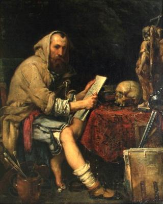 Auguste Bigand Caravaggio in his studio